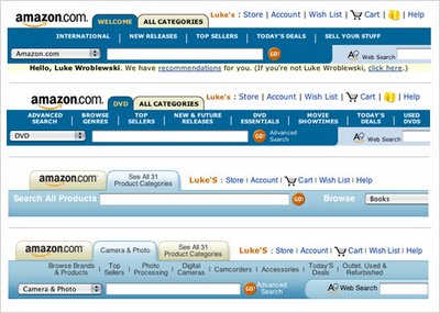 evolución pestañas en la web de amazon